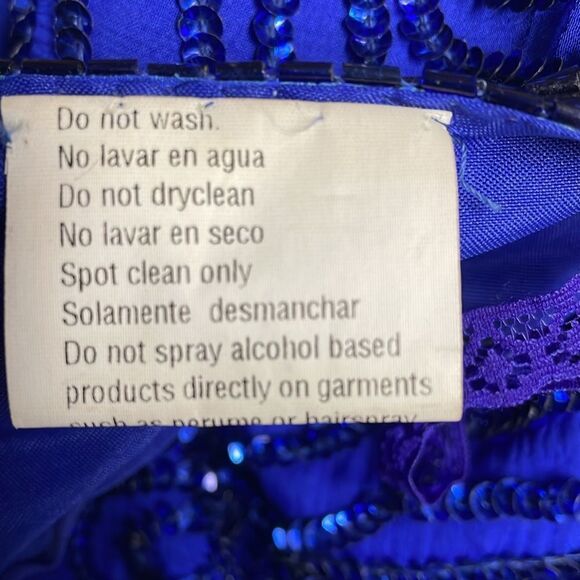 STENAY Vintage 100% Silk Sequined Royal Blue Cocktail Dress Above Knee Size 10 - Picture 11 of 11